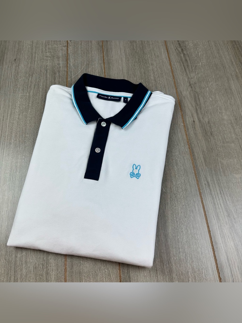 Psycho Bunny Polo Shirt Mens 8 (US XXL) Tiped Collar Pique White